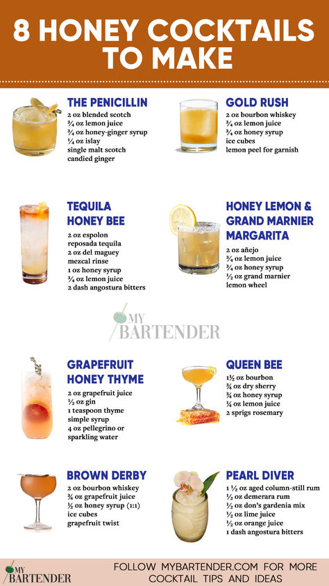 Honey Cocktails Drambuie Cocktails, Rusty Nail Cocktail, Honey Cocktails, Bourbon Honey, Honey Cocktail, Bartender Drinks Recipes, Wine Cocktail Recipes, Honey Drink, Liqueur Drinks