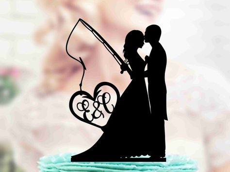 Fisherman Cake Topper, Fishing Wedding Cake, Fishing Wedding Cakes, Fishing Wedding Cake Toppers, Fisherman Cake, Cake Topper Wedding Couple, Funny Cake Toppers, Funny Wedding Cakes, Funny Wedding Cake Toppers