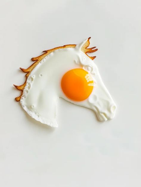 Midjourney AI Image: a fried egg in the shape of an horse head, white background, food photography, studio lighting, mini... → more in ai-img-gen.com Food Photography Studio, Photography Studio Lighting, Background Food, Egg White, Studio Lighting, Fried Egg, Image Generator, The Egg, Horse Head