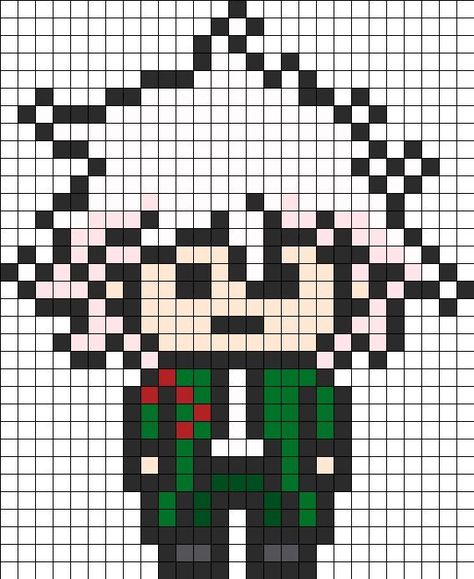 Danganronpa Nagito, Pixel Beads, Hand Doodles, Pixel Characters, Easy Pixel Art, Pixel Art Templates, Pixel Drawing, Pixel Art Grid, Pix Art