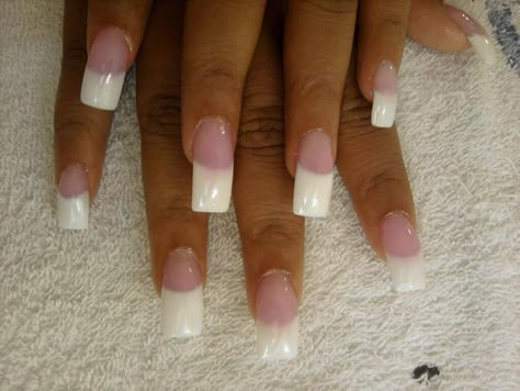 Straight White Tip Nails, Nails With Rhinestones French Tip, Straight French Tip, Chunky French Tip Nails, Thick French Tip Nails, White Tips Nails, 90s French Tip Nails, Hello Aesthetic, Long French Nails