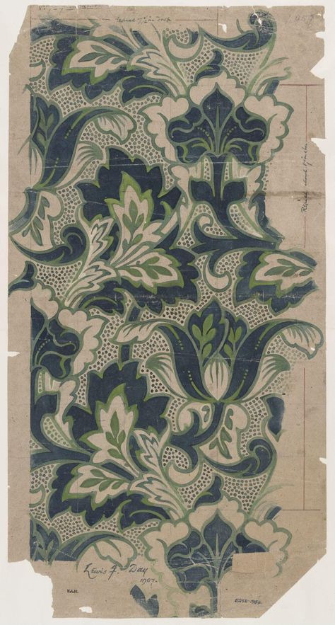 Textile Design | Day, Lewis Foreman | V&A Explore The Collections Big Floral Pattern, Print Scarf Design, Day Lewis, Damask Print, Vintage Textiles, Damask Pattern, Art Challenge, Craft Patterns, Textile Patterns