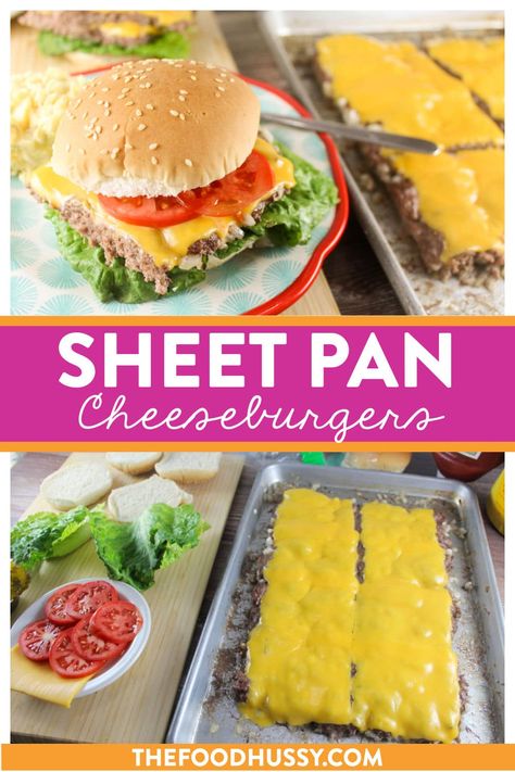 Sheet Pan Burgers Hamburger One Pan Meals, Sheet Pan Cheeseburger Patties, Hamburger Sheet Pan, Sheet Pan Turkey Burgers, Oven Hamburger Sliders, Hamburger Recipes Oven, Cookie Sheet Burgers, Burgers In Oven Bake, Sheet Burgers