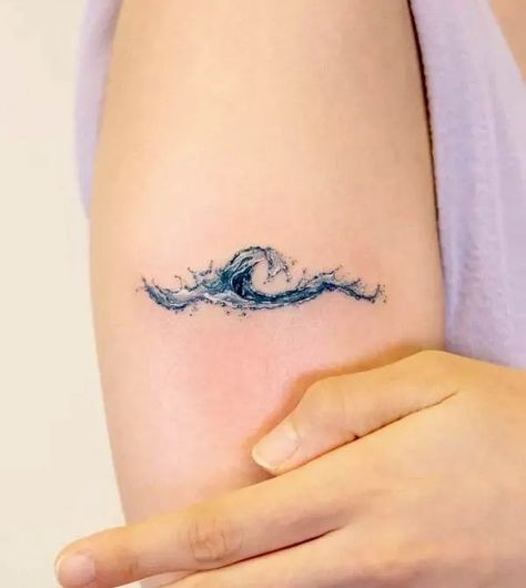 Water Tattoos, Simple Wave Tattoo, Tattoos 2024, Wave Tattoo Design, Wave Tattoo, Water Tattoo, Ocean Tattoos, Bicep Tattoo, Arm Band Tattoo