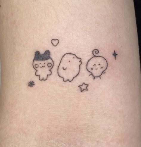 Kawaii Stick And Poke, Blanket Ghost Tattoo, Toro Inoue Tattoo, Bunny Head Tattoo, Smiski Tattoo, Simple Tattoos Cute, Plushie Tattoo, Kaomoji Tattoo, Gloomy Bear Tattoo