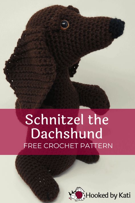 Free Crochet Patterns For Dachshunds, Dachshund Crochet Pattern Free, Crochet Dachshund, Dachshund Pattern, Stitches Crochet, Crochet Dog Patterns, Animal Knitting Patterns, Beginners Crochet, Crochet Animals Free Patterns