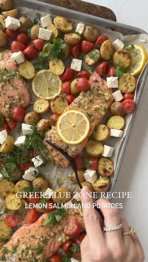 Maria Koutsogiannis 🇬🇷 Greek Food Blogger (@foodbymaria) on Threads Food By Maria, Greek Yemista Recipe, Briami Greek Vegetables, Julia’s Album Greek Chicken, Kourabiedes Recipe Greece, Greek Cookbook, Blue Zones Recipes, Greek Blue, Lemon Salmon