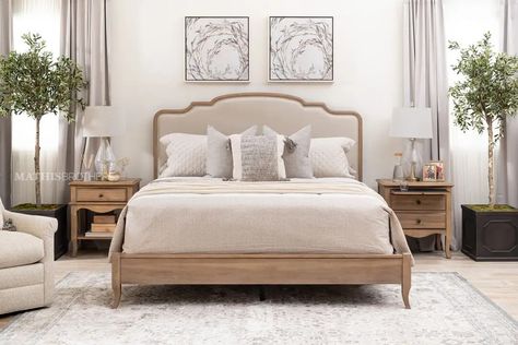 Bedroom Sets | Mathis Home High Upholstered Bed Master Bedrooms, Beige King Bed Frame, Queen Bed Frame Fabric, Master Bedrooms Upholstered Beds, Fabric And Wood Bed, Wood And Upholstered King Bed, King Bed Frame And Headboard, Arched Headboard Master Bedrooms, Upholstered Master Bed