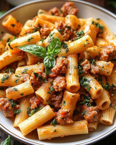 If you’re craving a comforting and hearty pasta dish that’s quick and easy to make, then this Creamy Sausage Rigatoni is exactly what you need! This dish features tender rigatoni pasta coated in a rich and creamy sauce, combined with flavorful Italian sausage, garlic, and a touch of cheese. It’s a perfect weeknight meal that will satisfy even the hungriest of appetites. What makes this rigatoni dish so special is its delicious balance of flavors. The savory sausage infuses the creamy sauce ... Creamy Sausage Rigatoni Pasta, Creamy Sausage Rigatoni, Tuscan Sausage Pasta, Sausage Rigatoni Recipes, Creamy Rigatoni, Blush Sauce, Pasta Rigatoni, Easy Sausage Recipes, Creamy Sausage Pasta