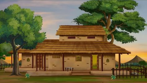 Premium Photo | 2d animation cartoon poor house background indian village little house poor hut background 2d Background Animation, 2d Cartoon Background, Cartoon House Animation, Animated Cartoon Background, Home Cartoon Houses, Cartoon Home Background, Village Background Indian, Home Animation, Animated House