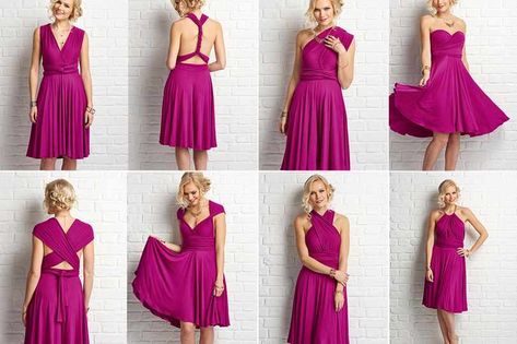 Infinity Dress Tutorial, Diy Wrap Dress, Wrap Dress Tutorial, Robe Fuchsia, Convertible Wrap Dress, Infinity Wrap Dresses, Robe Diy, Dress Patterns Diy, Beginner Sewing Patterns