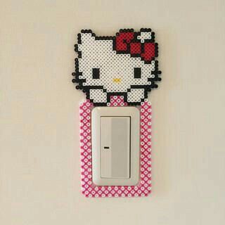 Light Switch Frame, Pixel Art Hello Kitty, Dogs Together, Hello Kitty Bedroom, Easy Perler Bead Patterns, Melty Bead Patterns, Pearl Beads Pattern, Easy Perler Beads Ideas, Hello Kitty Crafts