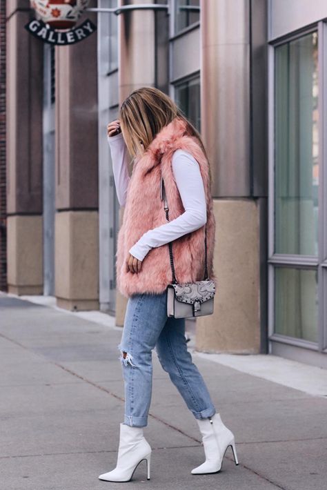 Collared Open Front Faux Fur Vest Fluffy Vest Outfit, Fluffy Vest, Leather Shorts Outfit, Fur Vest Outfits, Jumpsuit Fall, Pumpkin Patch Outfit, Winter Wardrobe Essentials, Cozy Knit Sweater, Classic Trench Coat