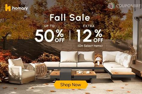 🏡 Get your home ready for the cozy season with incredible savings on furniture and decor! 🪑🛏️ Shop Homary’s Fall Sale to enjoy up to 50% off, plus an extra 12% off for even more savings on your favorite items. Don’t miss out on these limited-time offers! ⏳ 

#CouponBre #HomaryCoupon #HomaryDeals #FallSale2024 #FurnitureDeals #HomeDecor #SeasonalSavings #FallEssentials #HomeImprovement #FurnitureSale Chic Outdoor Furniture, Tub Mat, Gold Globe, Smart Bathroom, Fall Sale, Globe Ornament, Cozy Season, Portable Table, Autumn Sales