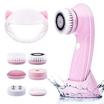 Facial Cleansing Brush 6-in-1 Electric cleanser for Exfoliating Massaging IPX7 Waterproof: Amazon.co.uk: Beauty Face Headband, Electric Facial Cleanser, Makeup Headband, Face Brush Set, Face Scrubber, Exfoliating Brush, Skin Cleanser, Foaming Facial Cleanser, Facial Brushes