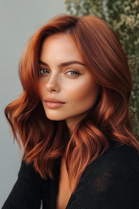 Discover 30 chic fall hair colors for every length that will elevate your style. From vibrant hues to subtle balayage, find the perfect shade. Fall Orange Hair Color, Short Haircut Red Hair, Red Hair Color Ideas For Short Hair, Mid Length Copper Hair, Fall Hair For Red Heads, Autumn Hairstyles Fall, Winter Ginger Hair, Flicked Hairstyles, Medium Length Auburn Hair