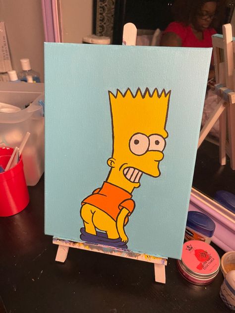 Bart Simpson Canvas Painting, Sesame Street Painting, Disney Canvas Paintings, Mini Toile, Disney Canvas, Street Painting, Simple Canvas Paintings, Canvas Painting Designs, Painting Designs