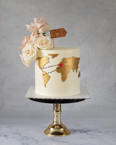 Immigration Cake Design, Map Cake Ideas, Travel Themed Birthday Cake, Travel Cake Design, Cake World Map, World Map Cake, Travel Cakes, Travel Wedding Cake, Cake World