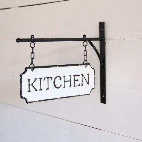 Tin Kitchen, Kitchen Hanging, Kitchen Sign, Metal Kitchen, Metal Wall Sign, Chic Kitchen, Shabby Chic Kitchen, Metal Hangers, Antique Farmhouse