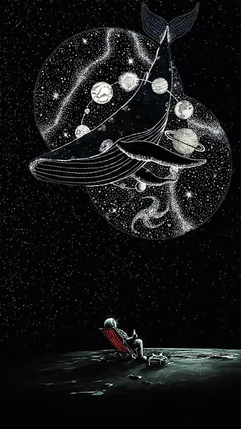 Moon And Stars Wallpaper, Space Whale, Ear Tattoo Ideas, Ear Tattoos, Future Wallpaper, Astronaut Art, Cosmic Art, Whale Art, Planets Art