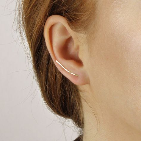 Minimalist Ear Climber Earrings, Ear Crawlers Sleek Ear Sweeps Hammered Gold Silver, Under 50 delicate minimal dainty everyday gift for her Ear Sweeps, Ear Climber Earrings, Ear Crawler Earrings, Pineapple Earrings, Ear Crawlers, Ear Climbers Earrings, Ear Climber, Ear Climbers, Everyday Gifts