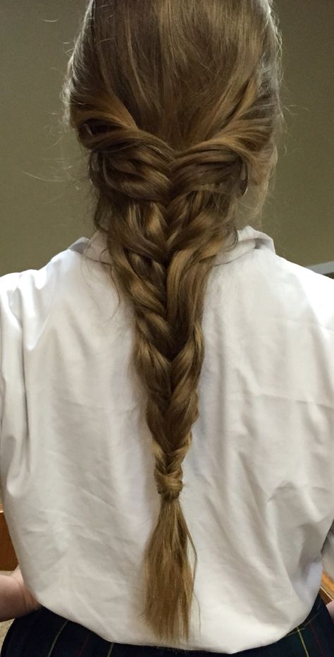 Fishtail Braid Into Bun, Fishtail Milkmaid Braid, Loose Braided Hairstyles Wedding, Rapunzel Braid Aesthetic, Braided Tail Hairstyles, Lose Braided Hairstyles, Two Lose Braids, Loose Fishtail Braid Wedding, Fishtail Braid Aesthetic