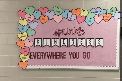 Valentine’s Day Bulletin Board Middle School, Valentine Bulletin Board Ideas For Office, Mental Health Valentines Bulletin Board, February Themed Bulletin Boards, Valentine’s Day Classroom Bulletin Board, Friendship Day Notice Board Decoration, Valentines Day School Board, Valentines Bulletin Boards For Work, Feb Bulletin Board Ideas