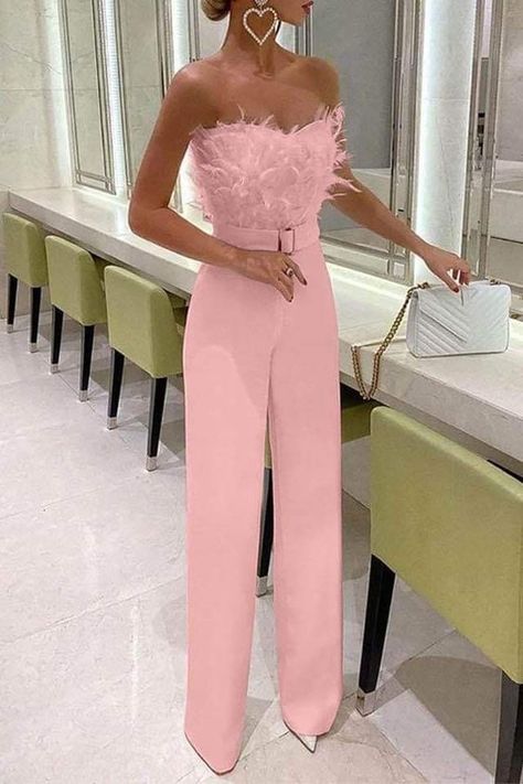 Pastel Pink Jumpsuit, Fancy Pants Outfit, Halloween Parejas, Casual College Outfits, Professional Outfits Women, Design Dresses, Pink Jumpsuit, Fancy Pants, Mini Dress Casual