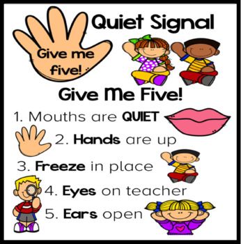 The Give Me Five Quiet Signal poster is a quick attention grabber for students. When you need to get your kids silent quickly, a fast hand signal and one sentence command can help. I tell my students to, "Give Me Five." This means that kids quiet their mouths, put their hands up, freeze in place, ... Student Board, Preschool Science Activities, Attention Grabber, School Songs, Give Me Five, Challenging Behaviors, School Communication, Classroom Behavior, Teaching And Learning