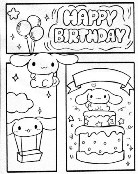 Cute Things To Color, Kawaii Colouring Pages, Happy Birthday Drawing Ideas, Happy Birthday Doodles, Happy Birthday Drawings, Happy Birthday Coloring Pages, Birthday Doodle, Star Coloring Pages, Birthday Coloring Pages