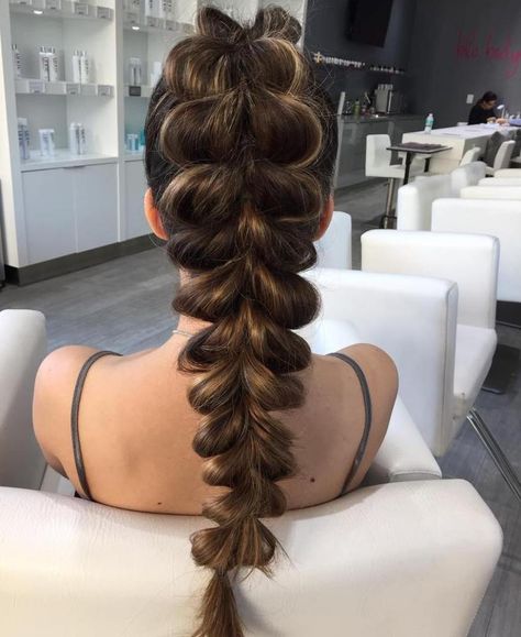 Long Chunky Pull Through Braid Tail Hairstyle, Gorgeous Braids, Pull Through Braid, Easy Updo Hairstyles, Prom Hairstyle, Boring Hair, Fishtail Braid, Hair 2018, Pinterest Hair