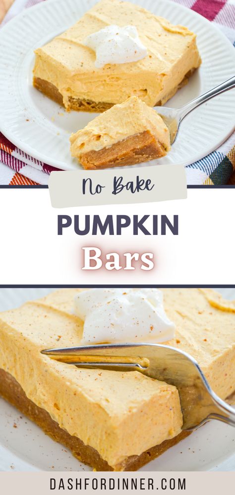 🍂🎃 Craving fall desserts? Look no further! No Bake Pumpkin Cheesecake Bars- the perfect pumpkin recipe 📜 you've been searching this Autumn 🍁. Taste the magic of Thanksgiving 🦃 without even turning on your oven! No Bake Pumpkin Bars, No Bake Pumpkin Cheesecake Bars, Bake Cheesecake Recipes, No Bake Cheesecake Recipes, Peanut Butter Dessert Recipes, No Bake Pumpkin, Bake Pumpkin, Pumpkin Cheesecake Bars, No Bake Pumpkin Cheesecake