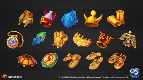 ArtStation - Jewels of Egypt game icons, SunStrike Studios Egypt Game Art, Egypt Props, Ancient Egypt Games, Egypt Oasis, Egypt Games, Egypt Theme, Egypt Cat, Game Art Environment, Egypt Map