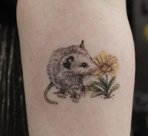 Skunk Tattoo, Opossum Tattoo, Racoon Tattoo, Nature Tattoo Ideas, Stranger Things Tattoo, Upper Thigh Tattoos, Raccoon Tattoo, Cool Nature, Bestie Tattoo