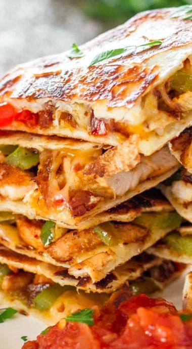 Chicken Fajita Quesadillas – sauteed onions, red and green peppers, perfectly seasoned chicken breast, melted cheese, between two tortillas.  Simply yummy. Mexican, Southwestern food. Fajita Tortilla Recipe, Griddle Quesadilla Recipes, Chicken Fajitas Tortilla, Fajitas Chicken Quesadillas, Blackstone Chicken Fajita Quesadillas, Hamilton Beach Quesadilla Maker Recipes, Rotisserie Chicken Quesadilla Recipe, Rotisserie Chicken Quesadillas Easy, Chicken Quesadillas With Rotisserie