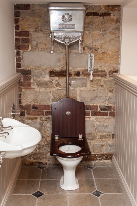 Vintage luxury traditional interior design toilet cistern cloakrom chadder and co Traditional Cloakroom, Interior Design Toilet, Understairs Toilet, Victorian Bathrooms, Victorian Toilet, Outside Toilet, Stags Head, Design Toilet, Vintage Toilet