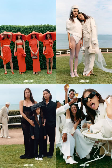 Here comes the Jacquemus Bride, all dressed in white. After tying the knot himself a couple ceremonies ago, Simone Portes Jacquemus has now unveiled a bespoke bridal collection tailored for the entire bridal retinue. Best of all, there's room for everyone: the 'Le Mariage' collection is a sweeping entry into the wedding world with outfits for the best man, bridesmaid, mother of the bride, and even the esteemed guests. Not one stone is left unturned.  Imagery via: Jacquemus Jacquemus Bridal, Jacquemus 2024, Photographer Wedding Outfit, Jacquemus Wedding, Jacquemus Campaign, Wedding Photography Bridesmaids, Man Bridesmaid, Sister Shoot, Wedding Guests Photos