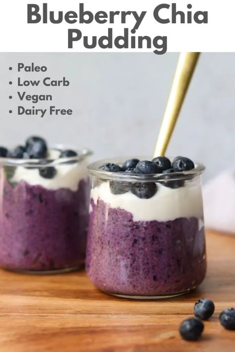 Blueberry Chia Pudding, Pudding Recept, Blueberry Pudding, Chia Pudding Recipes Healthy, Recipes Chili, Blueberry Desserts Recipes, Mango Chia Pudding, Cake Pizza, Chia Recipe