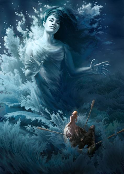 Ran Goddess, Skyrim Fanart, Water Goddess, Skyrim Art, Sea Queen, Goddess Of The Sea, Fantasy Demon, Elder Scrolls Skyrim, Norse Goddess