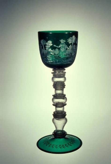 goblet – Werke – Corning Museum of Glass Corning Museum Of Glass, Drinking Vessels, Leaded Glass, Green Glass, Glass Collection, Dark Green, Wine, Bowl, Glass