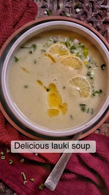 Surabhi Bhandari on Instagram: "Delicious lauki soup - Dont make face or fret ! The humble lauki is my fav and I love it as a sabji, in dal or as a soup ! Lauki is great not just for weight loss but helps in treating acidity, indigestion, constipation and sleep disorders . I find it extremely light in eating and there’s nothing more soothing vegetable than lauki for me ! Do give this soup a try and I am sure you will love it ! You can add some Palak, dhuli moong dal or carrot also to it ! Palak Soup Recipe, Spinach Soup, Moong Dal, Nothing More, Food For Thought, Cheeseburger Chowder, I Love It, Soup Recipes, Soups