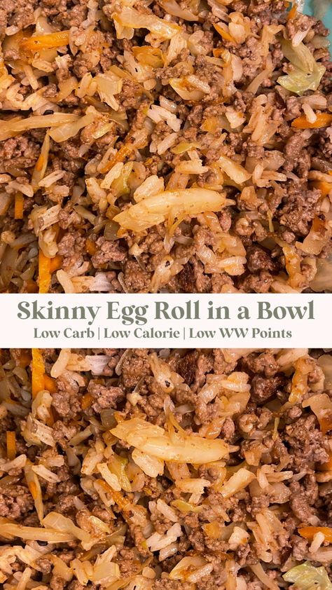 Skinny Egg Roll in a Bowl Healthy Egg Rolls, Heathy Eats, Low Carb Low Calorie, Eggroll In A Bowl, Egg Roll In A Bowl, Low Calorie Dinners, Coleslaw Mix, Low Carb Dinner Recipes, Egg Roll