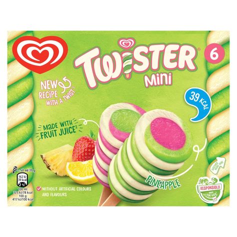 Twister Ice Lolly, Pineapple Ice Cream, Mini Ice Cream, Pineapple Planting, Pineapple Desserts, Mini Milk, Fruit Ice, School Snack, Ice Lolly