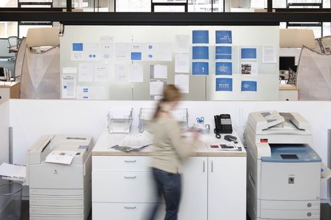 Copy Room: monoSpace | Flickr - Photo Sharing! Half Wall Office, Office Printer Station, Printer Station, Agency Office, Supply Room, Wall Office, Office Tour, Office People, Office Themes