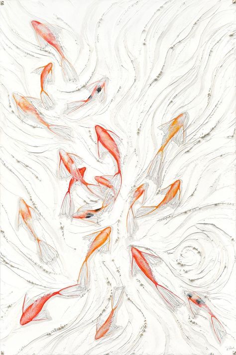 Through diverse colour palettes and fluid forms, each artwork beautifully conveys the noble symbolism of the Koi. Click to see more pieces of this beautiful work of art. Koi Fish Abstract Painting, Feng Shui Prosperity, Feng Shui Artwork, Wallpaper Chat, Koi Fish Art, Koi Fish Painting, Koi Painting, Feng Shui Art, Fluid Forms