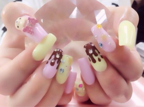 Really Cute Nails, Kawaii Nails, Cute Nail Art, Dream Nails, Easy Nail Art, Nail Art Diy, Cute Acrylic Nails, Swag Nails, Diy Nails