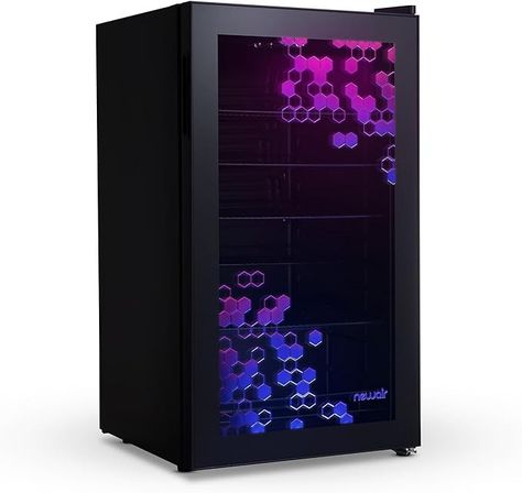 Amazon.com: Newair | 126 Can Beverage Fridge with LED Color Changing Door | Prismatic Series Beverage Refrigerator with RGB HexaColor LED Lights, Mini Fridge for Gaming, Game Room, Party Festive Holiday Fridge : Automotive Refrigerator Cooler, Beverage Fridge, Beverage Refrigerator, Beverage Cooler, Visual Display, Garden Furniture Sets, Mini Fridge, Entertaining Guests, Holiday Festival