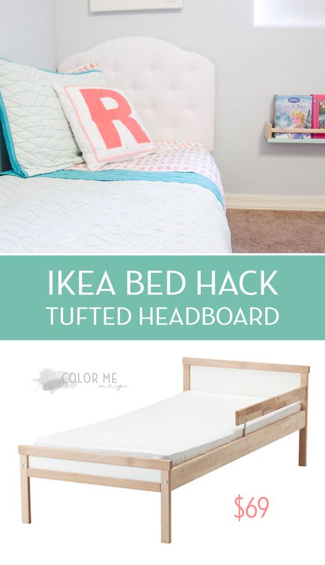 SNIGLAR IKEA toddler bed hack DIY headboard Budget Toddler Bed, Ikea Sniglar Hack Bed, Ikea Släkt Bed Kids, Sniglar Hack Bed, Sniglar Bed Hack, Ikea Toddler Bed Hack, Ikea Sniglar Bed, Släkt Bed Ikea, Ikea Sniglar Hack