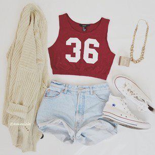 ootd idea Looks Com Short, Fest Outfits, Tumblr Outfits, Crop Top Outfits, Fashion Weeks, Cute Summer Outfits, Outfit Goals, Mode Inspiration, Outfits For Teens