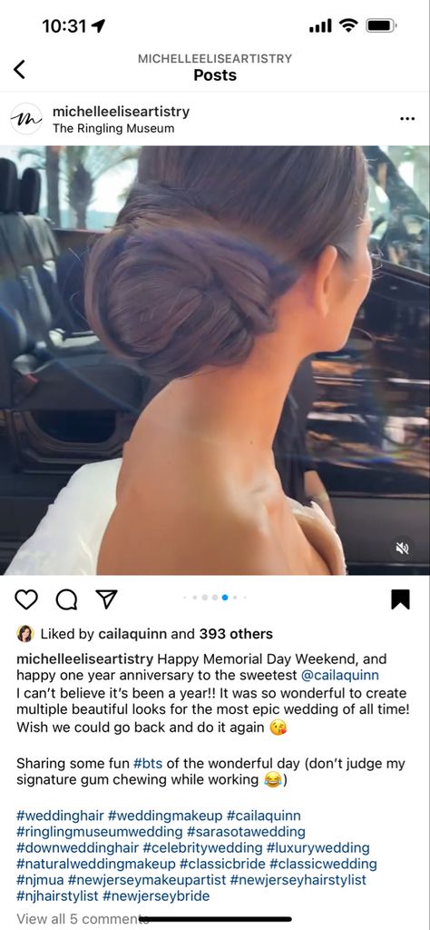 Caila Quinn Wedding Hair, Caila Quinn Wedding, Wedding Hair Bun, Caila Quinn, Happy One Year Anniversary, Classic Brides, Natural Wedding Makeup, Beauty Inspo, Happy Memorial Day